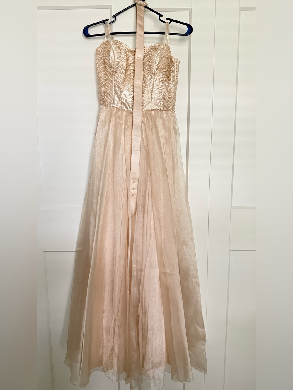 Aidan Mattox Champagne Satin & Tulle Formal Dress